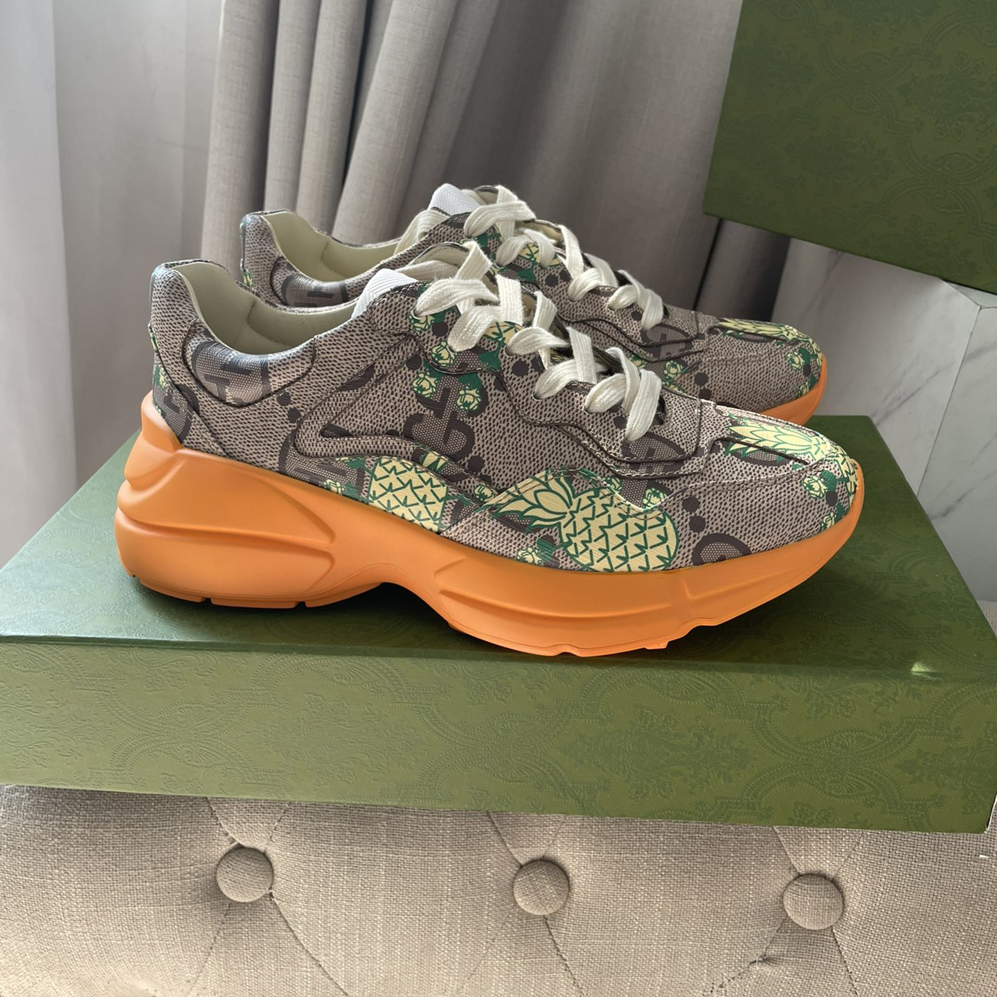 Gucci hot sale pineapple trainers